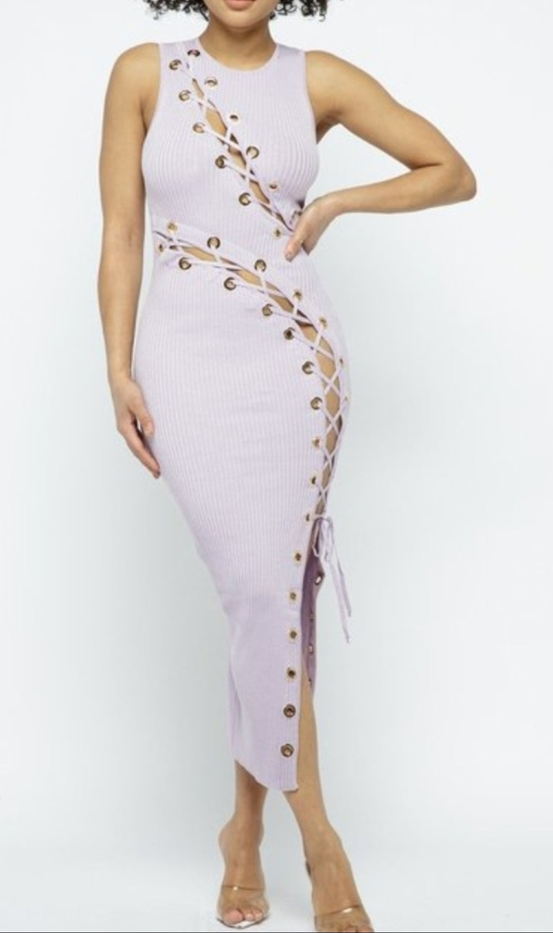 In Town Lavender Grommet Maxi Dress