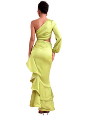 Show off Green Lime Ruffle Dress