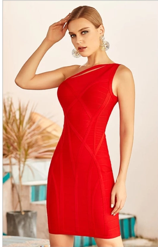 Show off that shoulder Red Dress