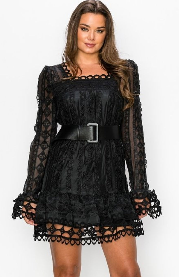 Black Crochet Check Me Out Dress