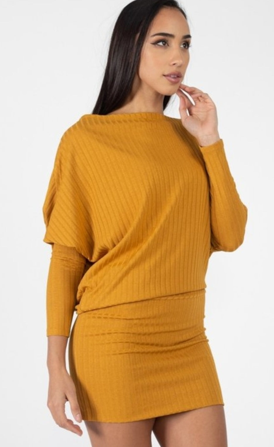 Blouson Sweater Mustard Dress
